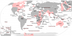 Harta posesiunilor coloniale ale Imperiului Britanic